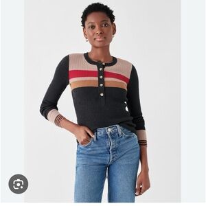 Faherty Mikki Henley sweater in retro stripe, size xs